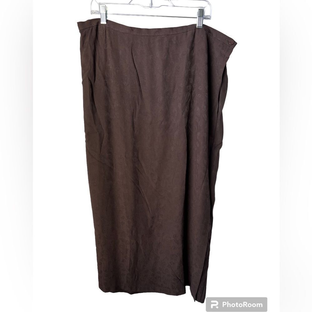 Eileen Fisher | Adjustable Waist Wrap Skirt Brown with Floral Print 3x